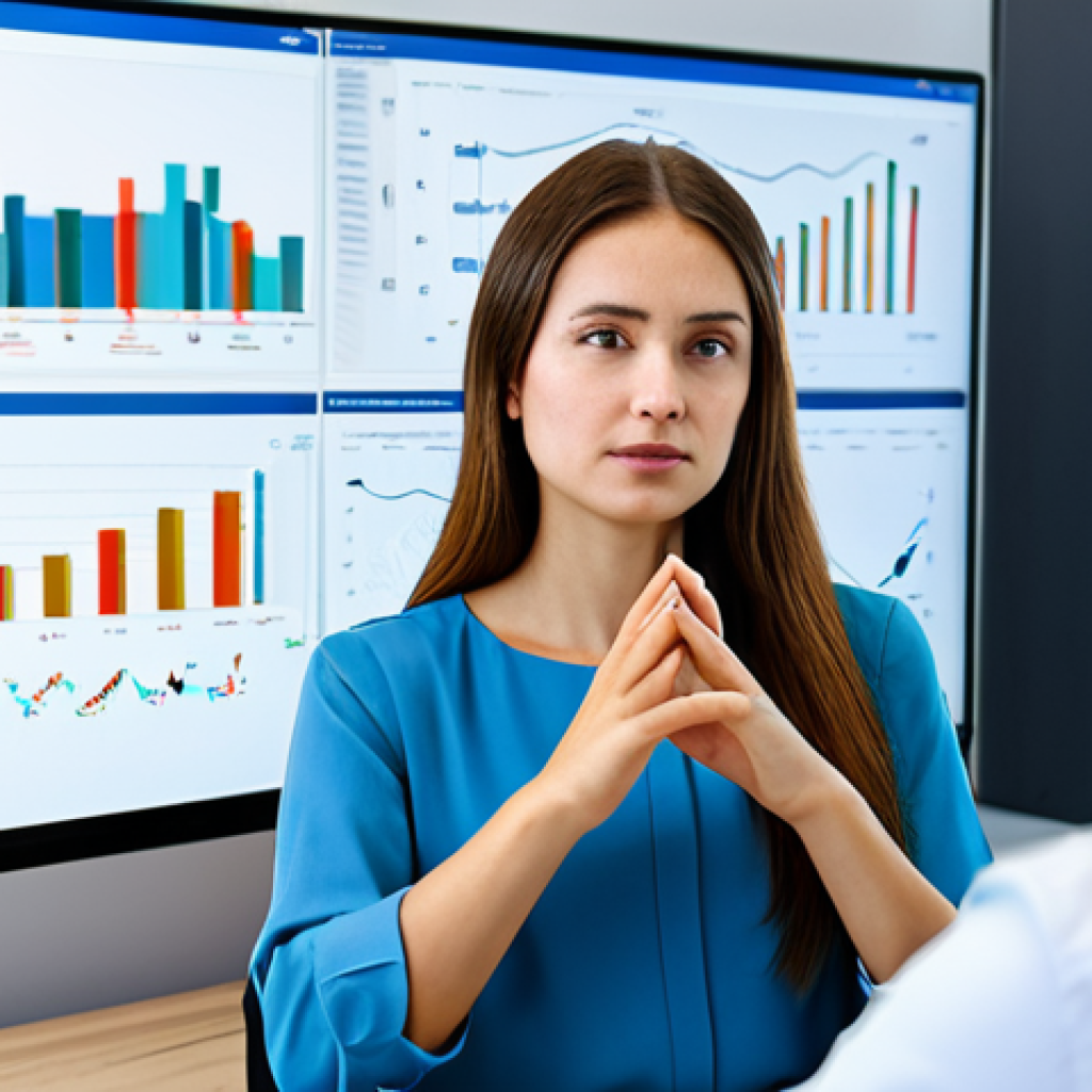 **
"A young professional woman in a stylish yet modest business casual outfit, working on a complex data analysis dashboard on a large monitor in a modern, bright office. She is surrounded by colleagues in a collaborative environment. Focus on the data visualization and a sense of analytical problem-solving. Safe for work, appropriate content, fully clothed, professional, perfect anatomy, correct proportions, natural pose, well-formed hands, proper finger count, natural body proportions, high resolution, detailed."
**