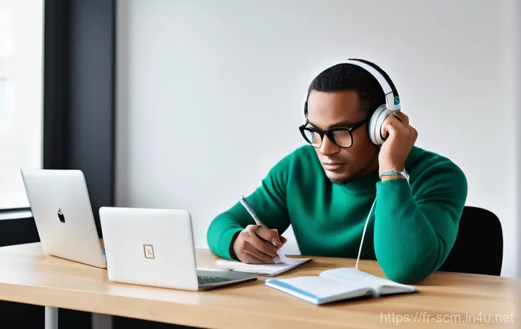 SCM 자격증 온라인 시험 후기 - **Prompt:** "A focused professional, in their late 30s to early 40s, of diverse ethnicity, diligentl...