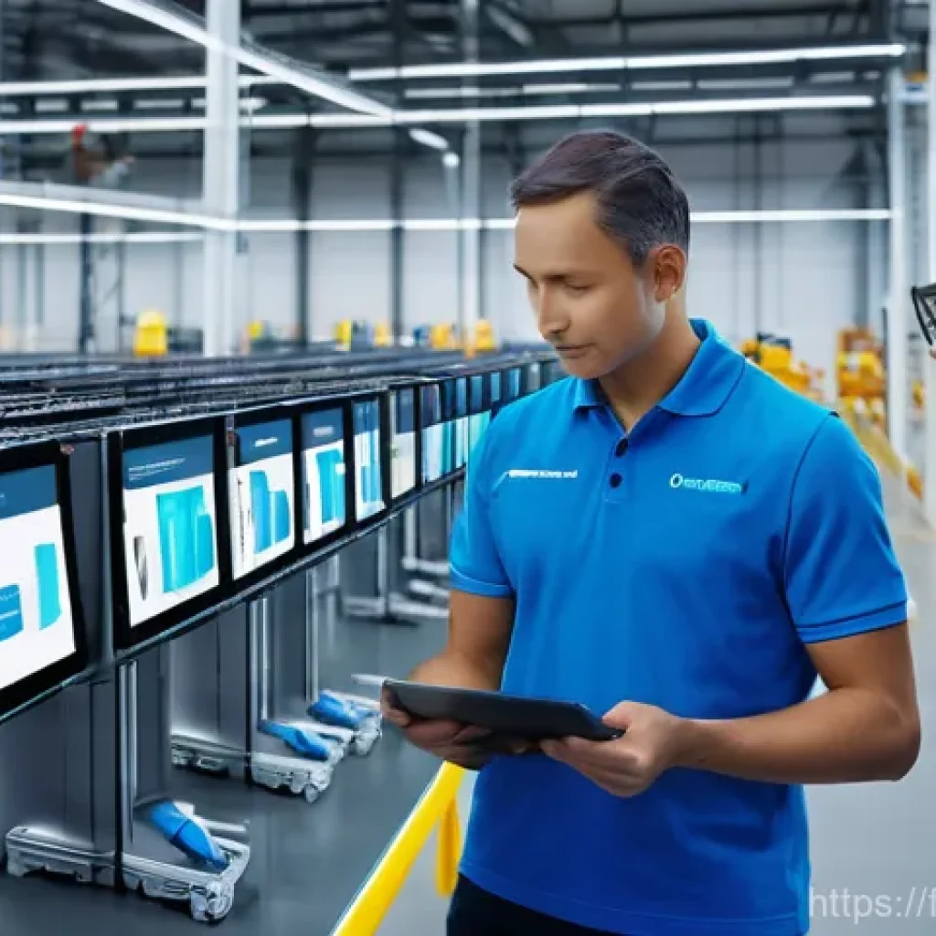 공급망관리에서의 물류 네트워크 구축 - **Prompt 1: Automated Smart Warehouse with Human Oversight**
"A vibrant, high-tech logistics war...