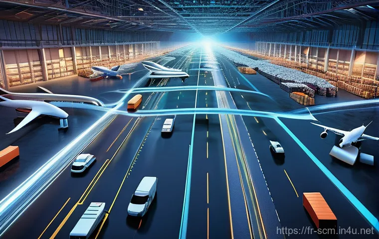 SCM와 실무형 인증의 차이점 - **Prompt for Global Supply Chain Strategy (CSCP):**
A wide-angle, futuristic depiction of the en...