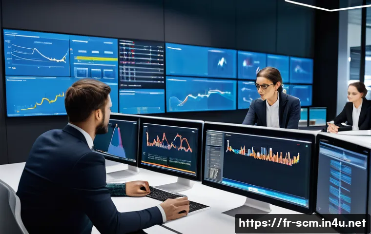 SCM와 새로운 직무 기회 - A modern supply chain control room in a French logistics company, featuring diverse professionals co...