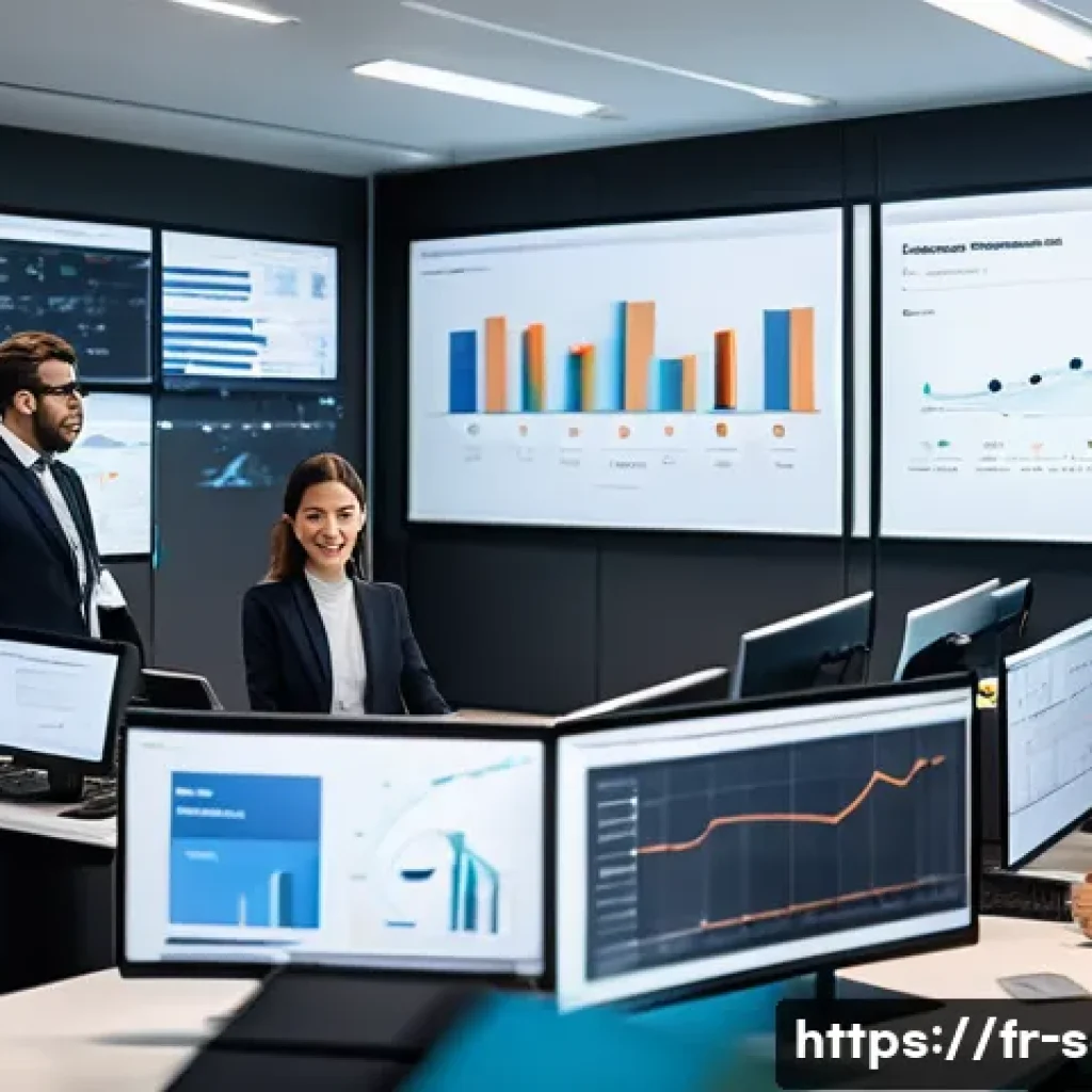 공급망관리와 데이터 중심 의사결정 - A modern French logistics control room with diverse professionals analyzing real-time data dashboard...